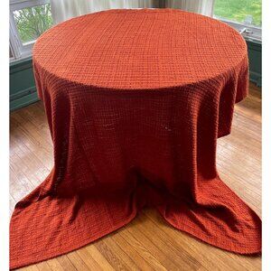 Vintage 70s pleated curtain, burnt orange/brick thick woven panel, price for 1